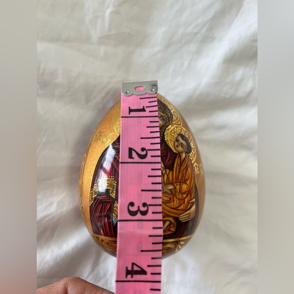 Russian Orthodox Wood icon Virgin Mary Christ Egg | Hand-Painted Signed - Picture 9 of 12